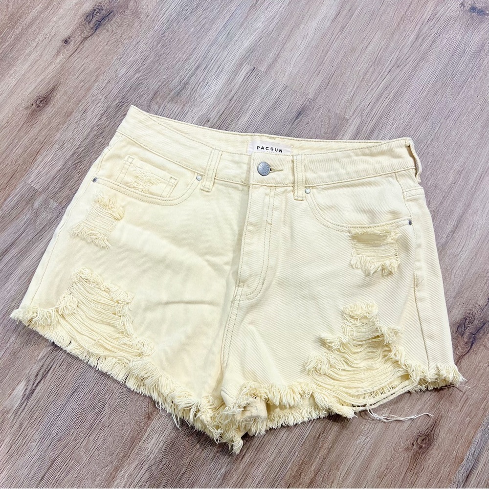 Pacsun Yellow Distressed Denim Shorts